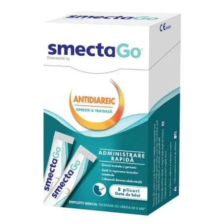 Antidiareice - SmectaGo antidiareic x 8 plicuri, medik-on.ro