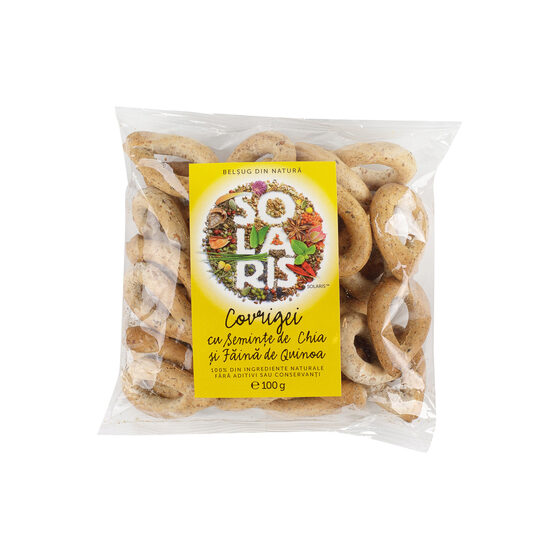 Biscuiti si gustari naturale - Solaris covrigei cu chia si quinoa x 100 grame, medik-on.ro