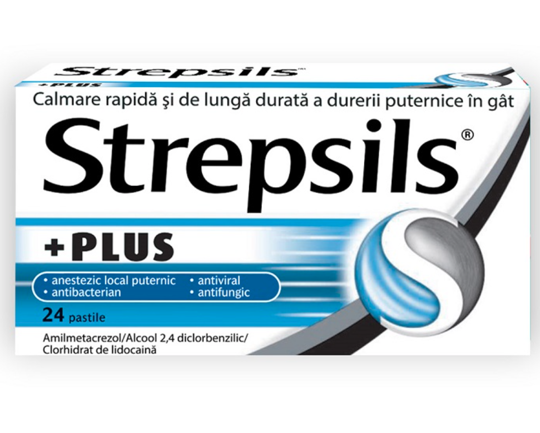 OTC - medicamente fara reteta - Strepsils Plus x 24 pastile de supt, medik-on.ro
