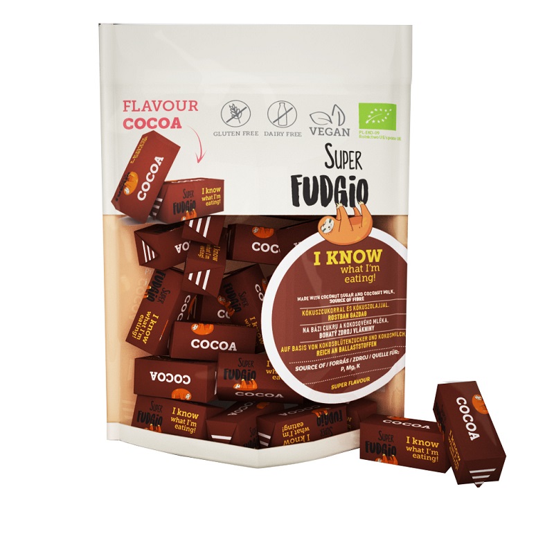 Dulciuri sanatoase - Super Fudgio Caramele eco cu aroma de cacao fara gluten x 150 grame, medik-on.ro