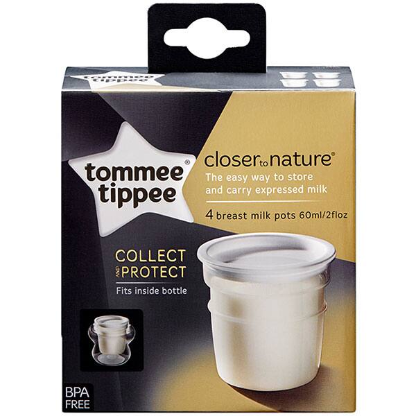 Recipiente si pungi stocare lapte - Tommee Tippee Recipient pentru stocare lapte matern 60ml x 4 bucati, medik-on.ro