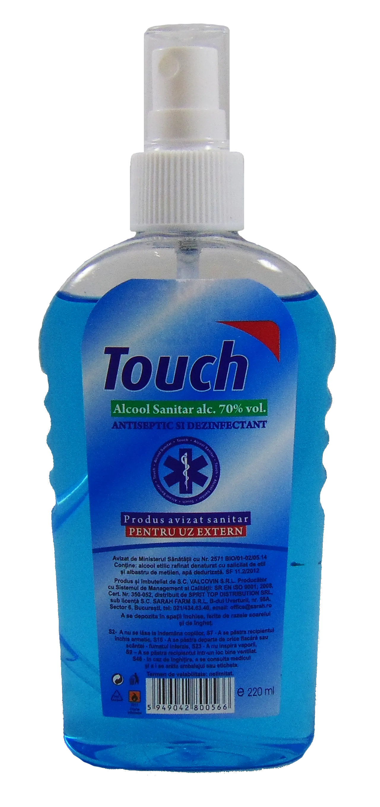 Dezinfectanti - Touch alcool sanitar spray x 220ml, medik-on.ro