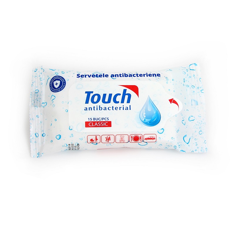 Servetele umede si uscate - Touch servetele umede antibacteriene Classic x 15 bucati, medik-on.ro
