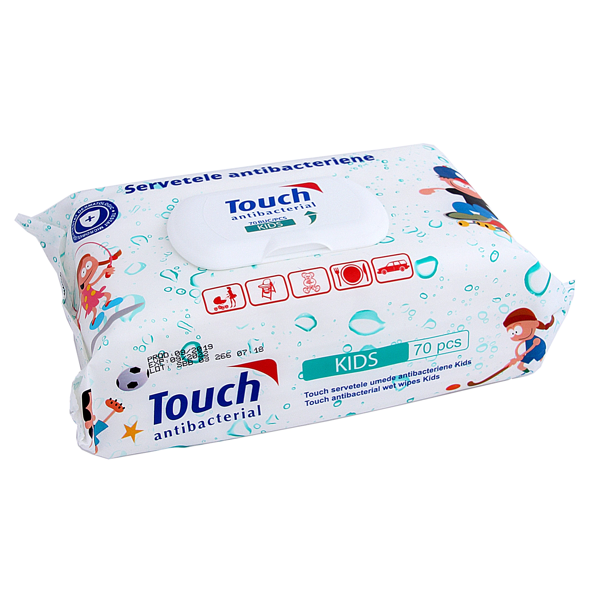 Servetele umede si uscate - Touch servetele umede antibacteriene kids x 70 bucati, medik-on.ro
