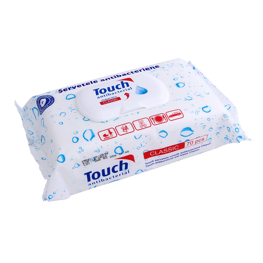 Servetele umede si uscate - Touch servetele umede antibacteriene x 70 bucati, medik-on.ro