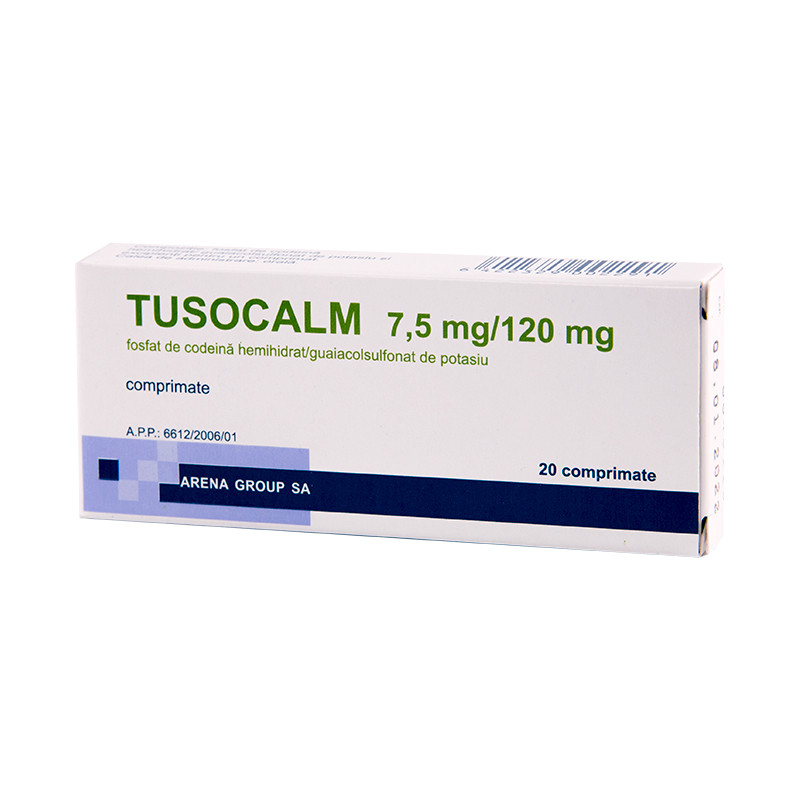 OTC - medicamente fara reteta - Tusocalm 7,5mg/120mg x 20 comprimate, medik-on.ro