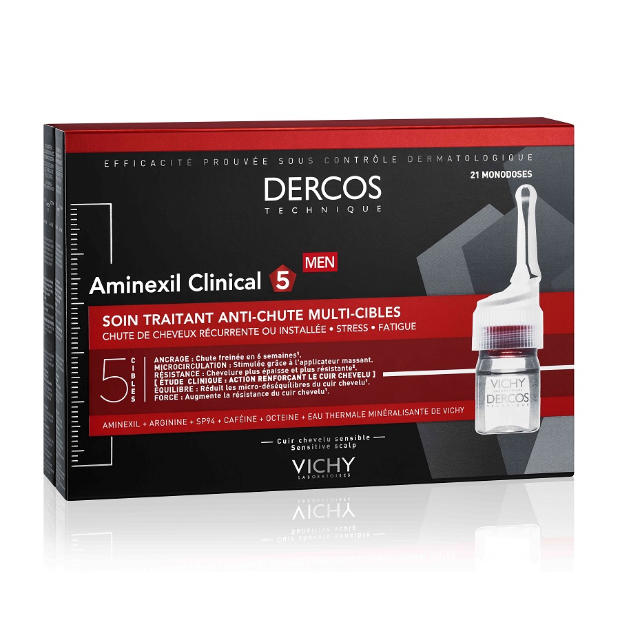 Tratamente impotriva caderii parului - Vichy Dercos Aminexil Tratament impotriva caderii parului barbati x 21 fiole, medik-on.ro
