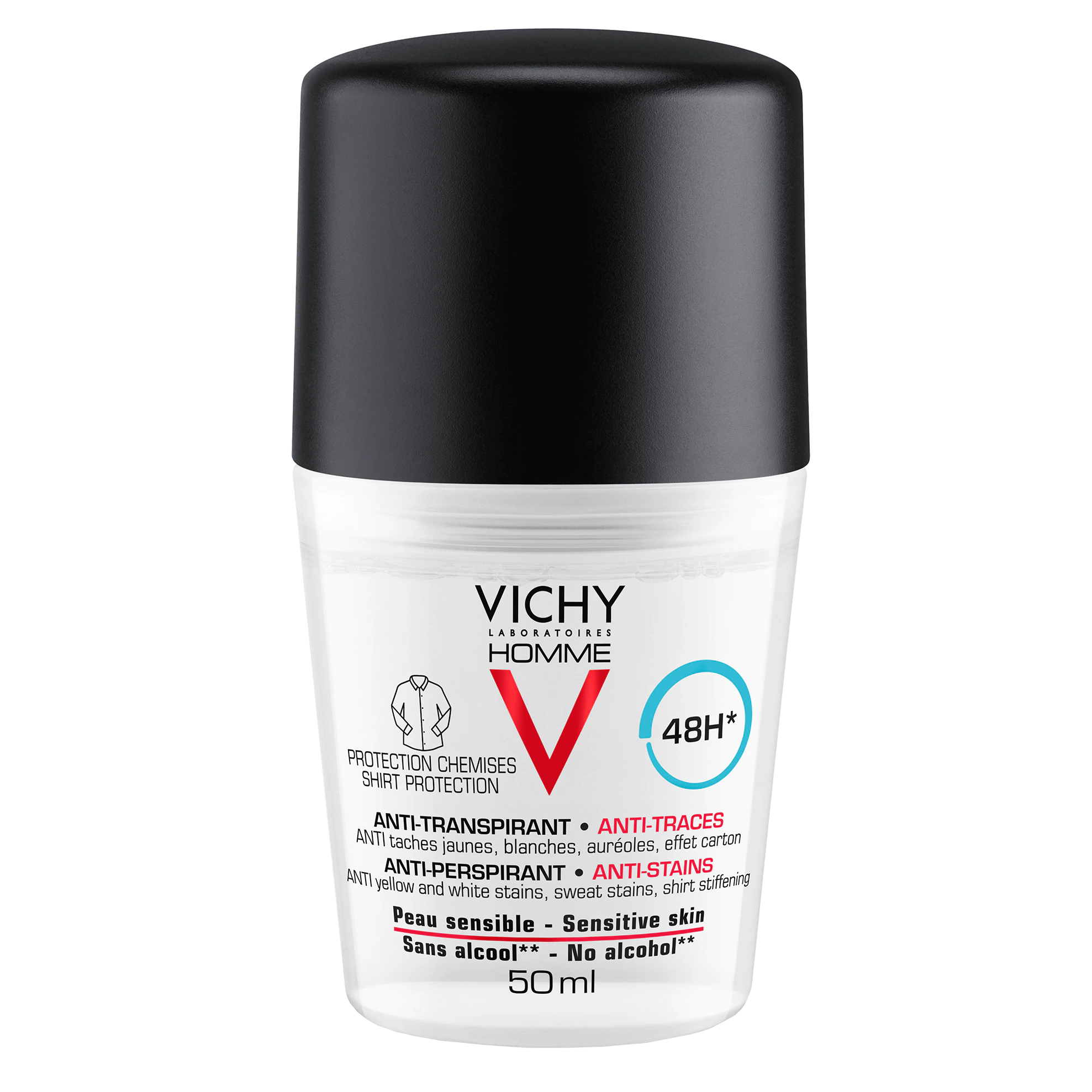 Deodorante si antiperspirante - Vichy Homme Deo roll-on anti-urme , eficacitate 48 ore x 50ml, medik-on.ro