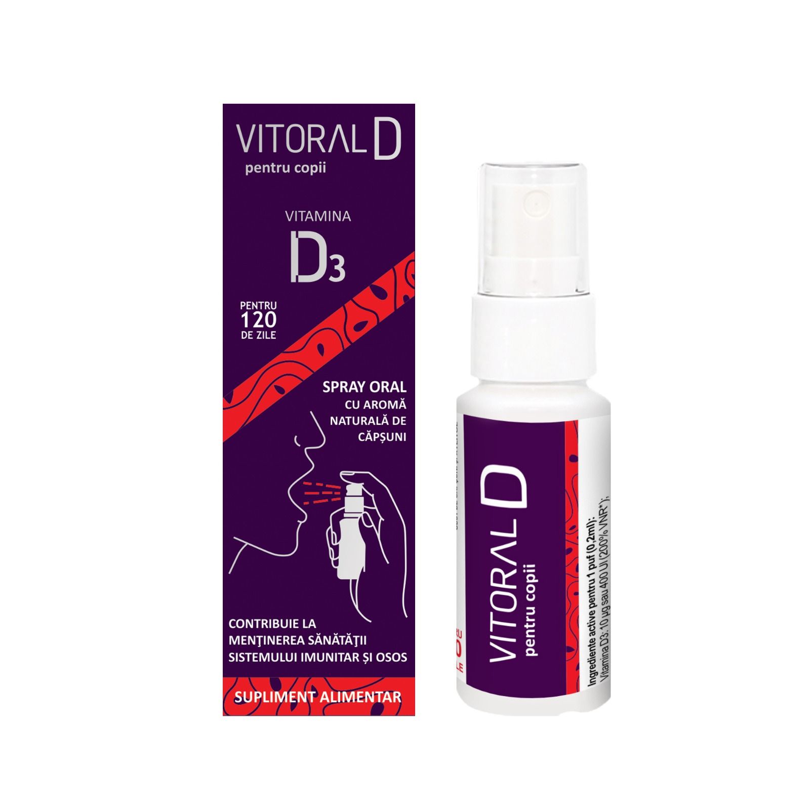Multivitamine si minerale - Vitoral D spray cu vitamina D3 400ui pentru copii x 25ml, medik-on.ro