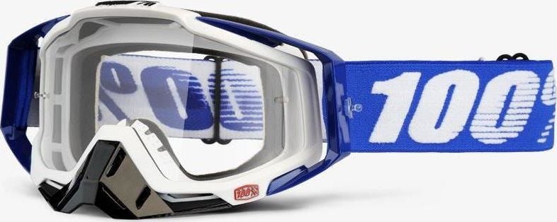Ochelari de protecție 100% Racecraft COBALT BLUE (sticlă transparentă Anti-Fog + 10 Zrywek) (NEW)