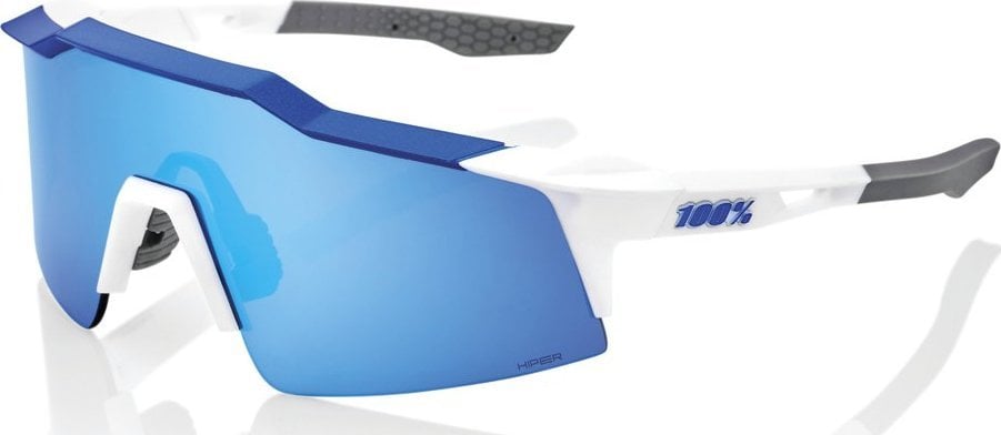 100% ochelari 100% SPEEDCRAFT SL alb mat/albastru metalic - lentilă cu oglindă cu mai multe straturi HiPER Blue (NOU 2021)