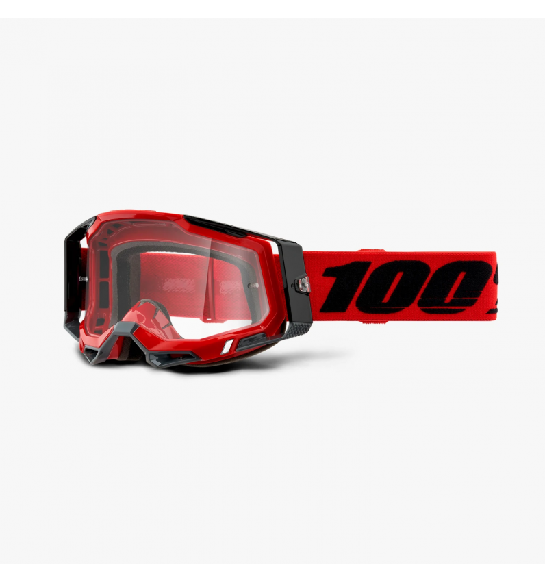 Ochelari motocross 100% RACECRAFT2 Lentilă transparentă anti-aburire, rosu/negru