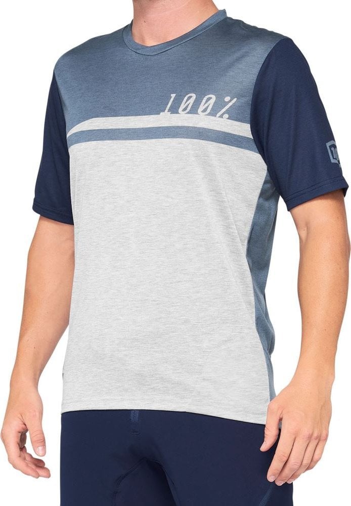 100% Tricou bărbați 100% AIRMATIC Jersey cu mânecă scurtă oțel albastru gri mărime M (NOU 2021)