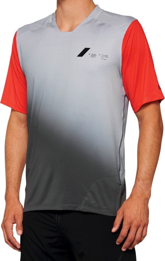 100% Tricou bărbați 100% CELIUM Jersey cu mânecă scurtă gri racer roșu mărime XL (NOU 2022)