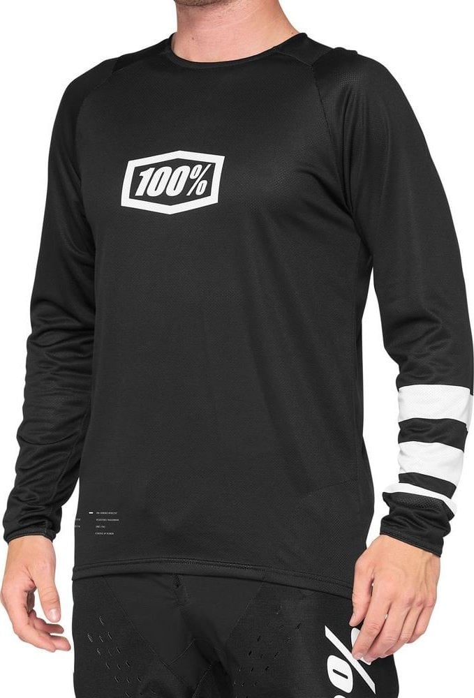 100% Tricou pentru juniori 100% R-CORE Jersey pentru tineret cu maneca lunga negru alb marime XL (NOU 2021)