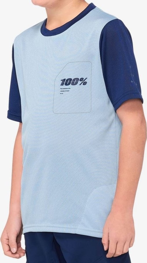 100% Tricou pentru juniori 100% RIDECAMP Youth Jersey cu mânecă scurtă, mărime bleumarin deschis ardezie. L (NOU 2021)