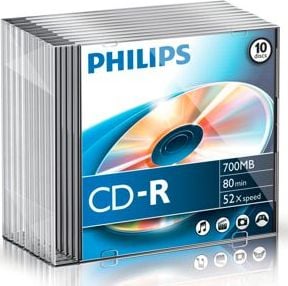 10pcs Philips CD-R 700MB Slim Box