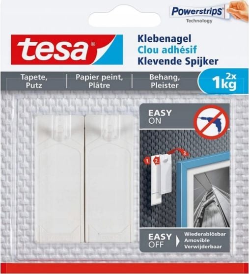 1x2 Tesa adezive unghii 1,0 kg pentru tapet & ghips 77773