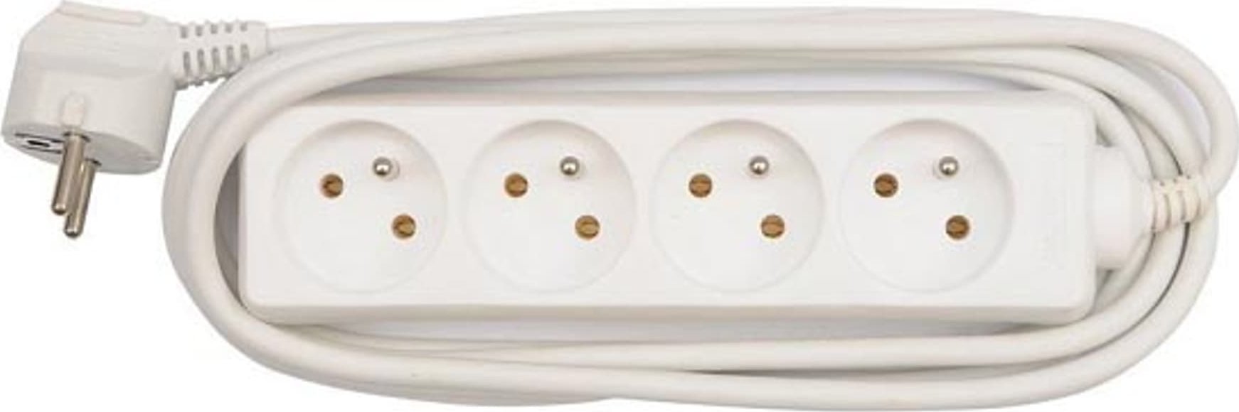 230V cablu prelungitor, CEE7 (furcă) -4 soclu, 3m, aprobat VDE, alb, No Name