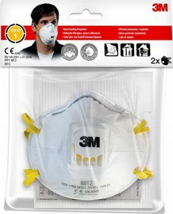 Semi-mască filtrantă 3M cu supapă Cool Flow 3M, FFP1 (8812), 2 buc, alb