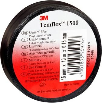 3M Taśma elektroizolacyjna Temflex 1500 czarna 15mm x 10m (DE272950895)