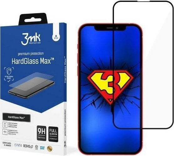 3MK 3MK HardGlass Max iPhone 13 Pro Max 6,7` / 14 Plus 6,7` negru/negru, sticlă pentru ecran complet