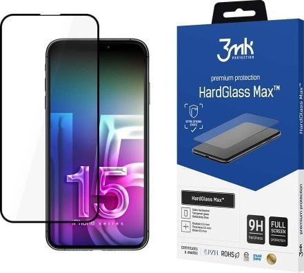 3MK 3MK HardGlass Max iPhone 15 Pro Max 6.7` czarny/black, Fullscreen Glass