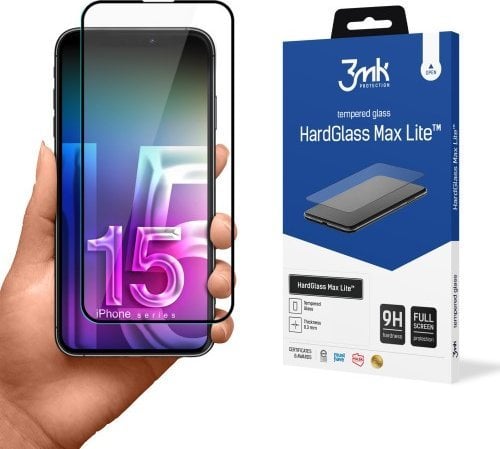 3MK 3mk HardGlass Max Lite Black Apple iPhone 15