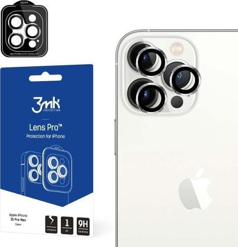 3MK 3MK Lens Protection Pro iPhone 15 Pro 6.1` srebrny/silver Ochrona na obiektyw aparatu z ramką montażową 1szt.