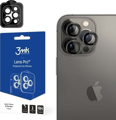 3MK 3MK Lens Protection Pro iPhone 15 Pro Max 6.7` grafitowy/graphite Ochrona na obiektyw aparatu z ramką montażową 1szt.
