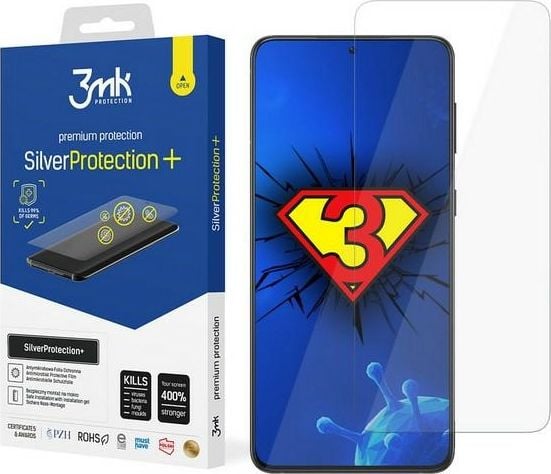 Folii protectie telefoane - Folie de Protectie 3MK Antimicrobiana Silver Protection pentru Samsung Galaxy S21 Ultra