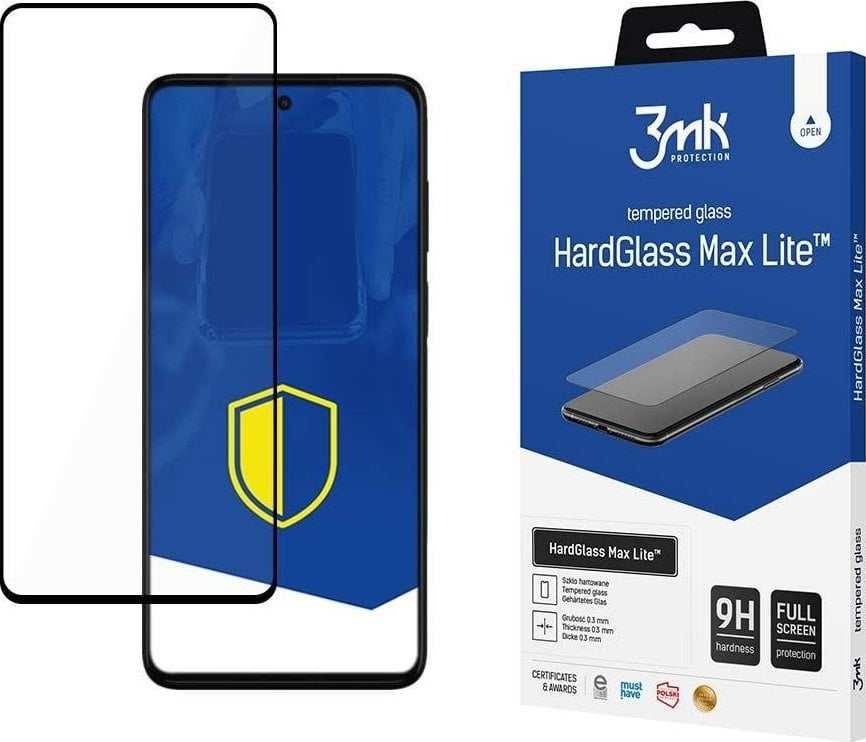 Folie ecran 3MK HardGlass Max Lite, pentru Motorola Moto G62 5G, Full Cover, Claritate HD, Negru