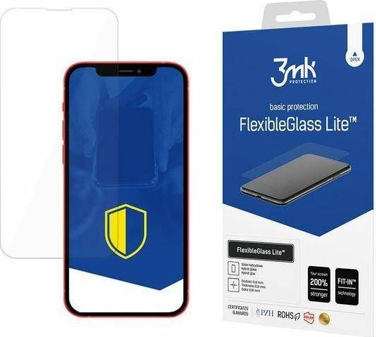 Folie de protectie 3MK FlexibleGlass Lite pentru iPhone 13 Mini, Hybrid glass, 9H, 0.16mm, Transparent