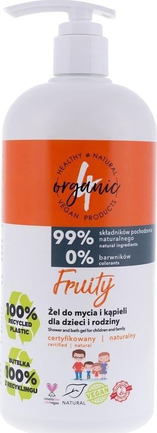 4organic 4ORGANIC_Gel natural de spalat si baie fructat pentru copii si familie 1000ml