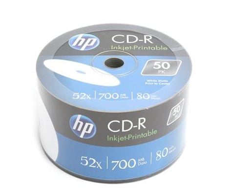 700MB CD-R, 52X imprimabile cu jet de cerneala alba, 50 de bucati (14223)