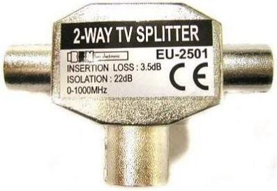 Accesoriu audio-video noname Splitter antena coaxial 2x M-coaxial (9,5 mm) F 0, argintiu metalizat