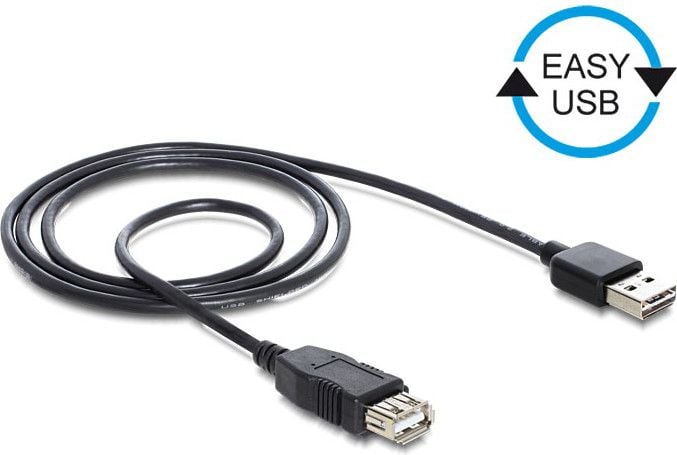 Accesoriu pentru imprimanta delock Cablu USB Delock EASY-USB AM-AF 2m negru (83371)
