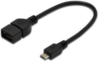 Accesoriu pentru imprimanta cifre USB 2.0 OTG connection cable Type microUSB B/USB A, M/Z negru 0.2m (AK-300309-002-S)