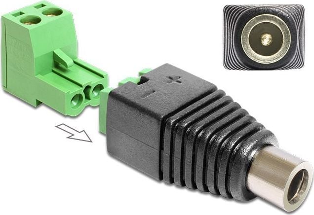 Accesoriu Switch KVM delock Adapter Delock Terminalblock 2Pin -> DC 2,5 x 5,5mm Bu 2-tei - 65486