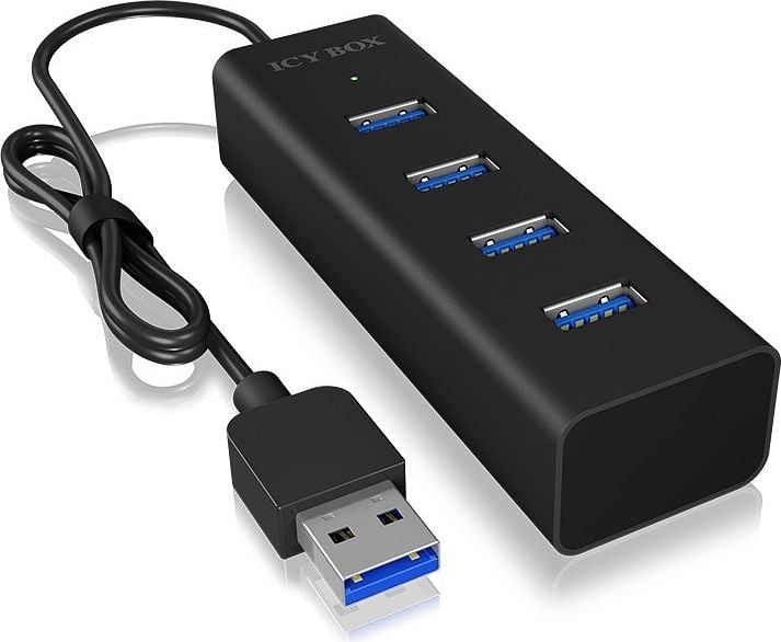 Hub-uri - Acesoriu de retea pentru conectare simultana a mai multor dispozitive ,RaidSonic , IcyBox 4x USB 3.0 , negru