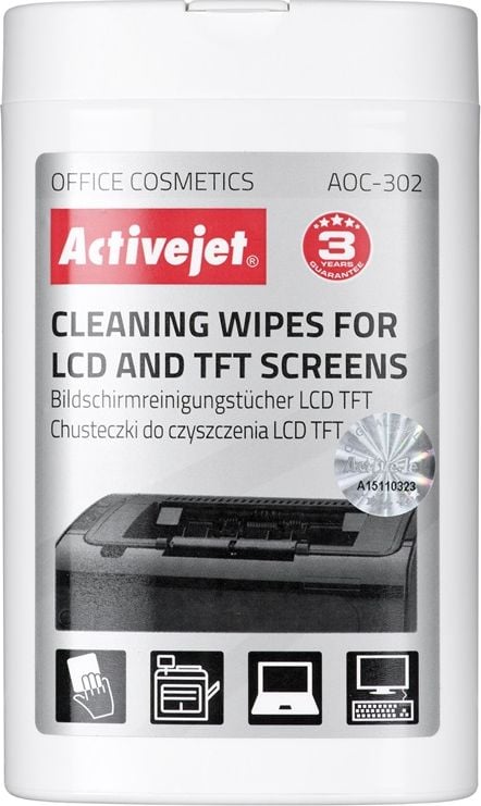 Șervețele umede Activejet pentru curățarea ecranelor LCD 100 buc (AOC-302)