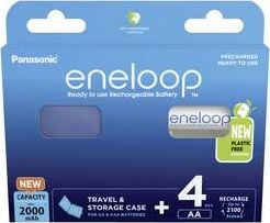 Acumulatori Panasonic Eneloop 2100 cicluri, 2000mAh, AA R6 Blister 4, BK-3MCDEC4BE + Cutie