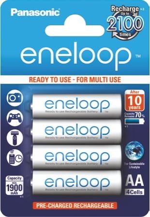 Acumulatori Panasonic Eneloop AA, 1900mAh, 2100 cicluri, preincarcati, blister 4 bucati