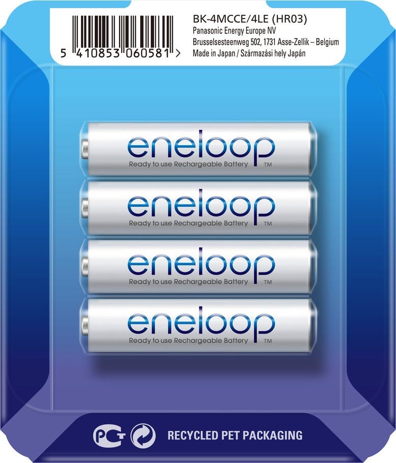 Acumulatori Panasonic Eneloop AAA R3 750mAh 1,2V Ni-MH BK-4MCCE/4LE (HR03) blister 4 buc