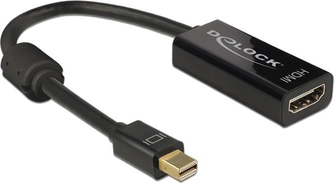Cabluri si adaptoare - Adaptor Displayport mini 1.2 la HDMI, 4K, Lungime 20 cm, Delock, Negru