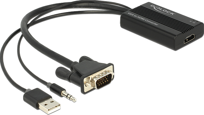 HDMI minijack 3,5 mm D-Sub (VGA), 0,25, negru (62597)