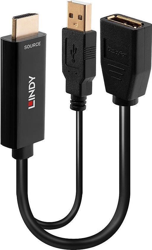 Lindy HDMI - DisplayPort + Adaptor AV USB-A negru (38289)