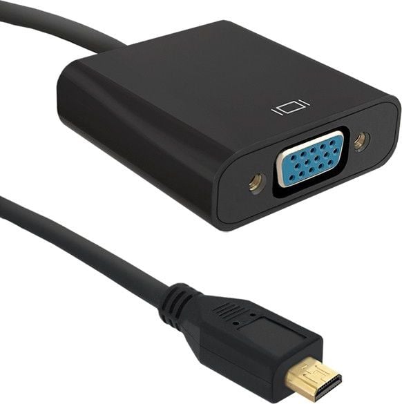Cabluri si adaptoare - Adaptor Qoltec Micro HDMI AM / VGA F, +3.5mm AUX, 0.2m