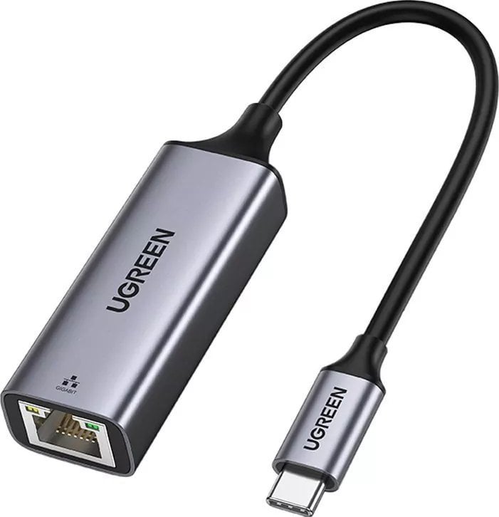 Adapter USB Ugreen Adapter USB-C na RJ45 UGREEN aluminiowy, Gigabit Ethernet (szary)