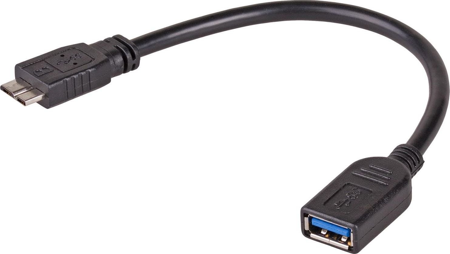 Adaptor Akyga, USB 3.0/micro USB, 15cm, Negru